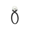 White pearl ring in sterling silver with ruthenium plating