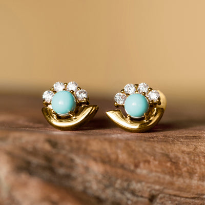 Cozumel Stud Earrings Gold - Turquoise