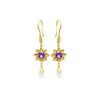 Amethyst long flower earrings in gold vermeil