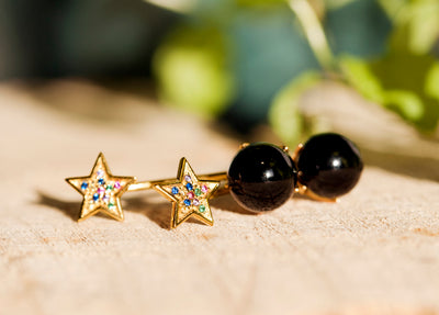 Luna Estrella Stud Earrings - Gold