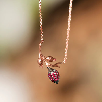 Limpias Necklace Rose Gold - Pink Zirconia