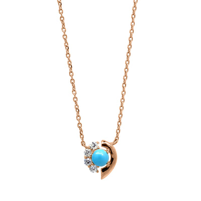 Turquoise and white zirconia pendant in rose gold vermeil