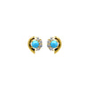 Turquoise and white zirconia stud earrings in gold vermeil