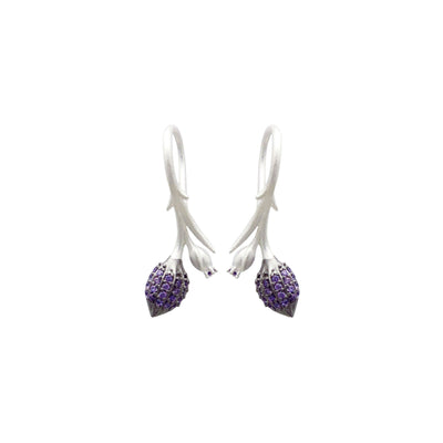 Limpias hook earrings with purple zirconias in sterling silver