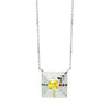 Pyramid shaped pendant with an array of colourful zirconia stones in sterling silver