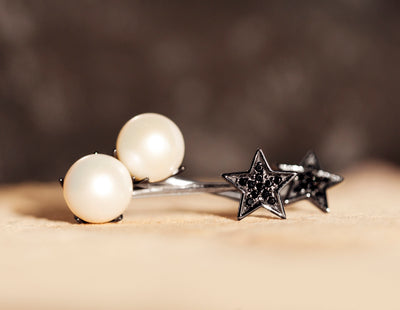 Luna Estrella Stud Earrings - Silver